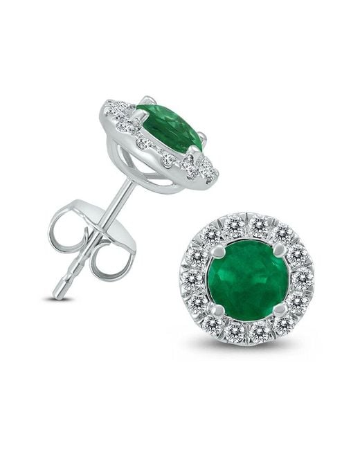 Gemstones Green 14k 1.71 Ct. Tw. Diamond & Emerald Earrings