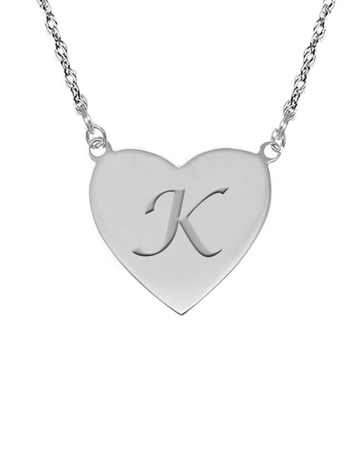Jane Basch Gray Silver Heart Initial Pendant (a-z)