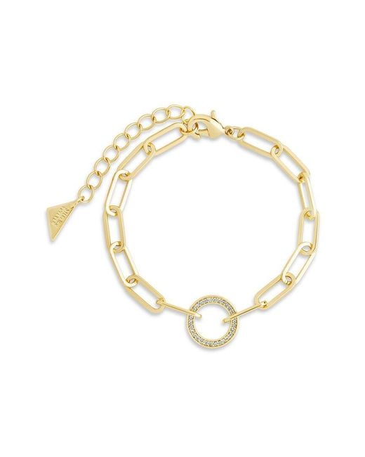 Sterling Forever 14k Plated Cz Jacie Circle Paperclip Bracelet in