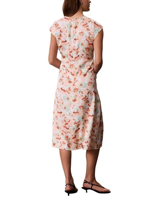 Calvin Klein Pink Matte Satin Draped Dress