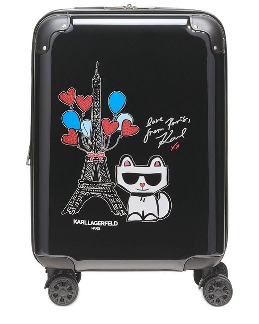 Karl Lagerfeld Black Up In Paris 21in Expandable Spinner Hard Case