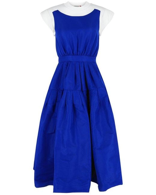 McQueen Blue A-Line Midi Dress