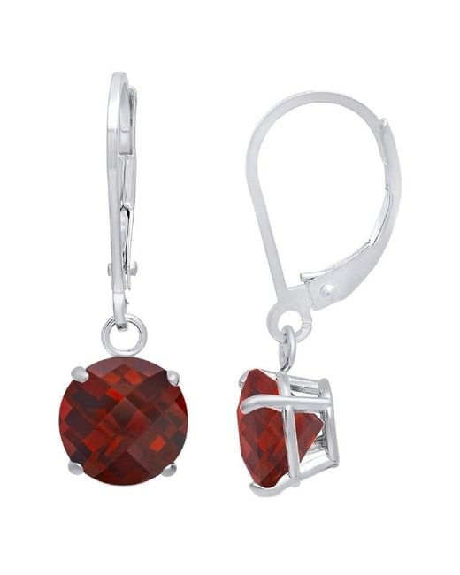 MaxColor White Silver 2.10 Ct. Tw. Garnet Dangle Earrings