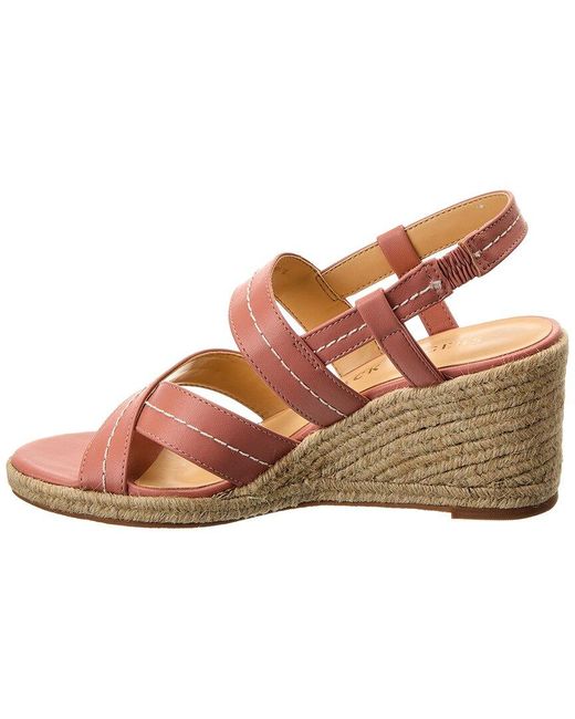 Jack Rogers Pink Polly Leather Mid Wedge Sandal