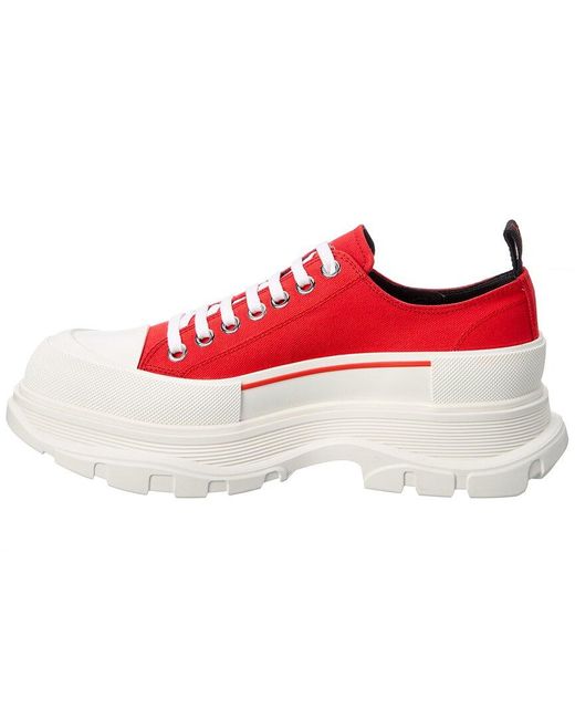 Alexander McQueen Red Tread Slick Canvas Sneaker for men