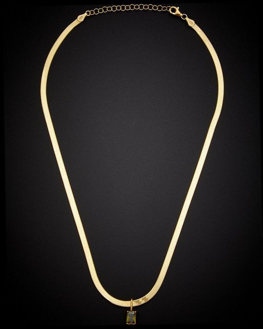 Italian Gold Over Silver Black 18k 1.00 Ct. Tw. Birthstone Herringbone Necklace