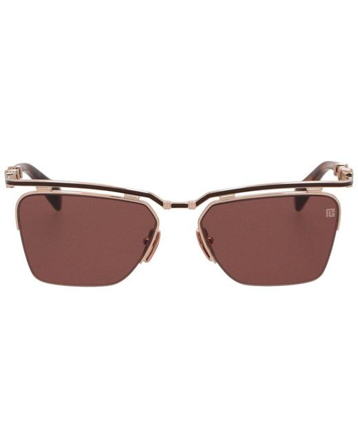 Balmain Brown Bps190 57Mm Sunglasses