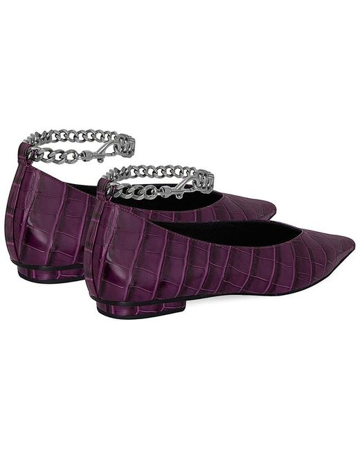 Rebecca Minkoff Purple Chain Ankle Leather Ballet Flat