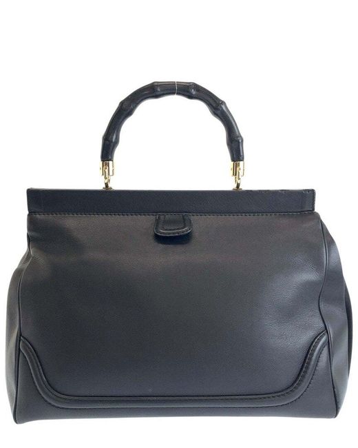 Gucci Black Bamboo Leather Handbag (authentic Pre-loved)