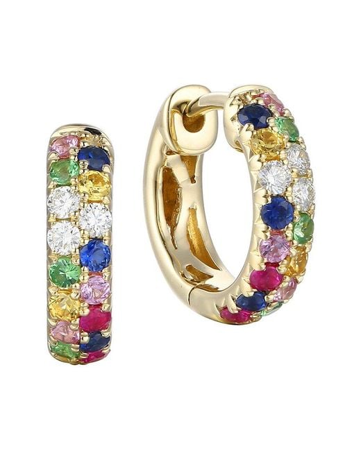 Gregg Ruth White 14K 0.65 Ct. Tw. Diamond & Multi Sapphire Huggie Earring