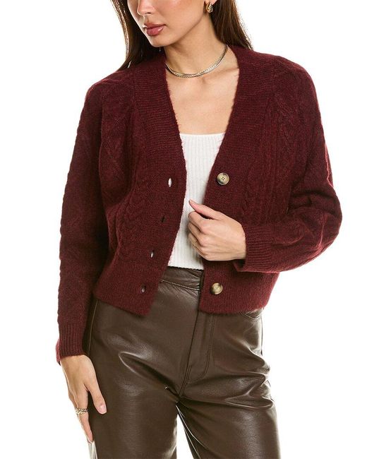 Dress Forum Fuzzy Cable Knit Cardigan in Red Lyst UK