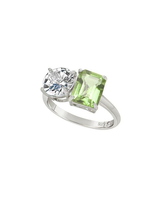 Suzy Levian Green Silver 5.00 Ct. Tw. Gemstone Toi Et Moi Ring
