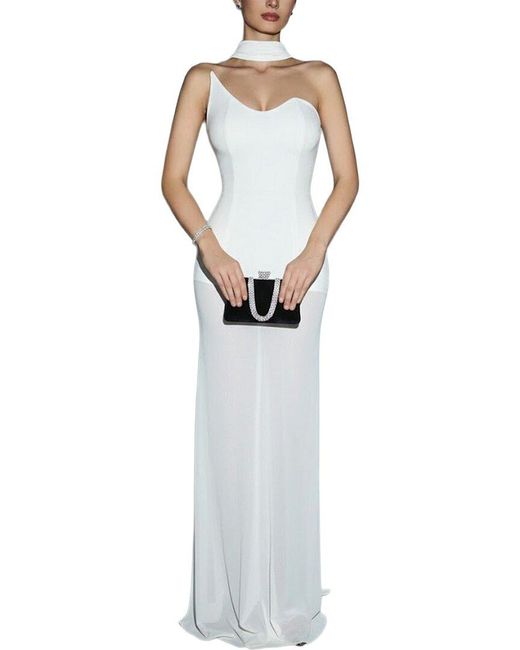 Ariele Tesoro White Solid Maxi Dress