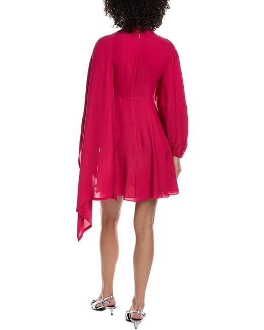 Valentino Red Balloon Sleeve Silk Mini Dress