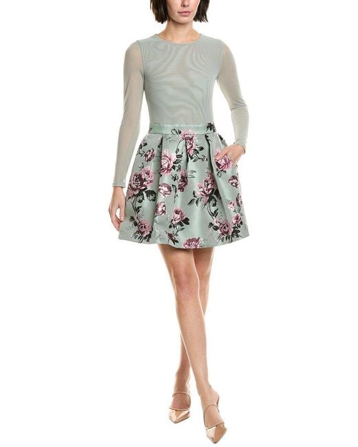 ganni green checked dress Seersucker Check Gathered U-Neck Midi Dress in Lagoon