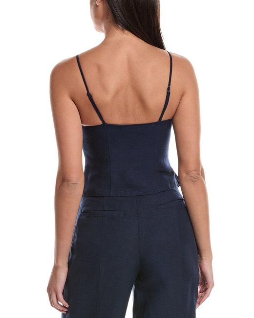 Onia Blue Air Linen-Blend High Neck Top