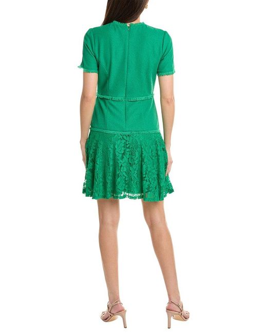 Maison Tara Green Boucle A-line Dress