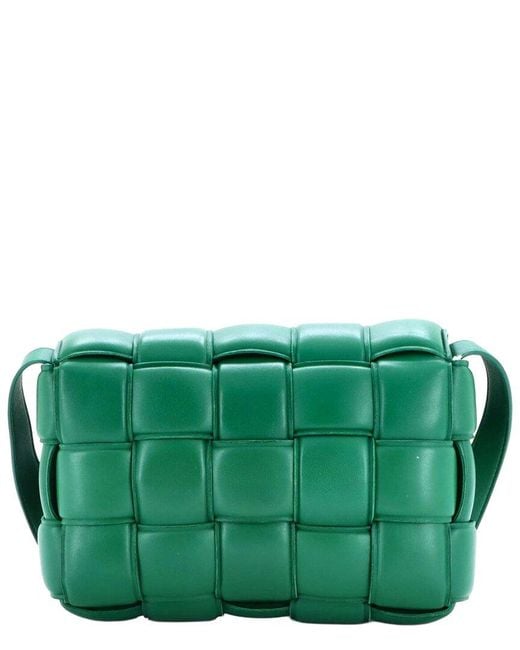 Bottega Veneta Green Cassette Crossbody Bag Padded Maxi Intrecciato Leather Small (authentic Pre-loved)