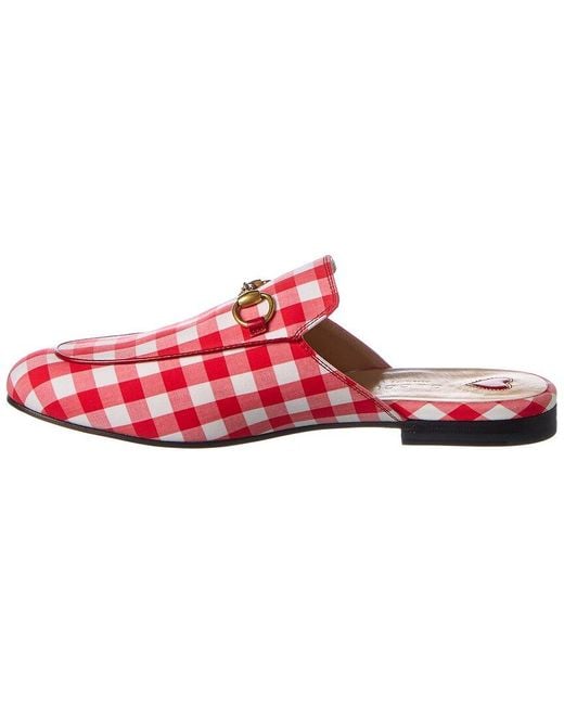 Gucci Pink Princetown Gingham Slipper