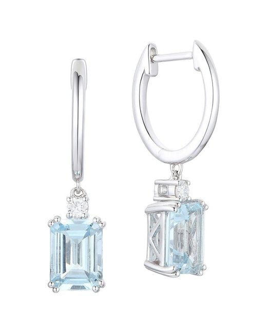 Gregg Ruth White 18K 2.68 Ct. Tw. Diamond & Aquamarine Huggie Earring