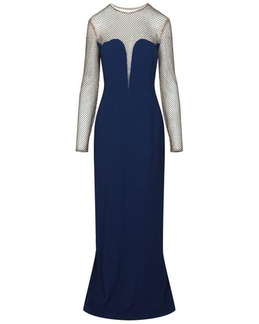 Stella McCartney Blue Myah Embellished Silk-Lined Gown