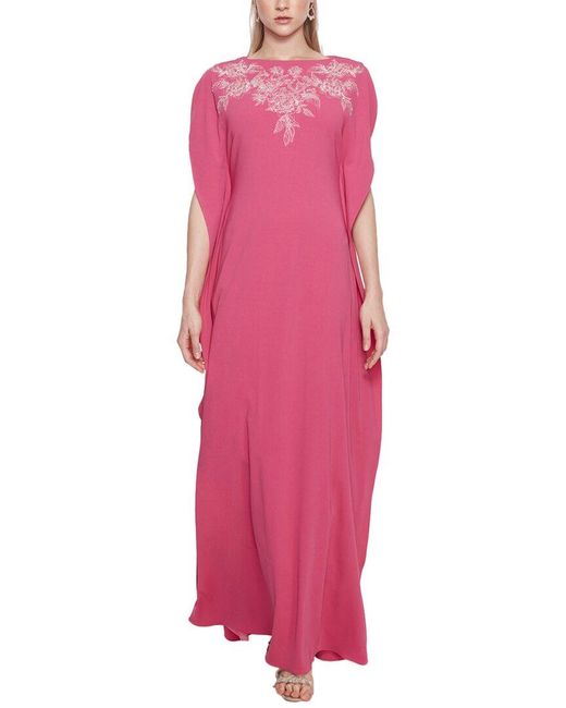 Marchesa Pink Lightweight Crepe Kaftan Gown