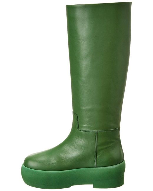 Gia Borghini Green Gia 16 Leather Knee-High Platform Boot
