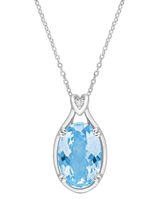 Rina Limor Silver 13.54 Ct. Tw. Sky Blue & White Topaz Solitaire Pendant Necklace