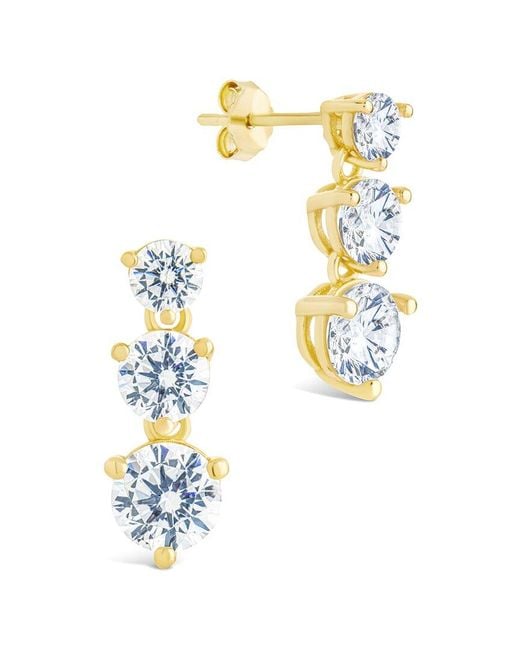 Sterling Forever White 14k Over Silver Cz Opaline Brilliant Cut Stud Earrings