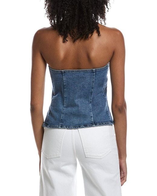 Current/Elliott Blue Strapless Button Front Bustier Tube Top