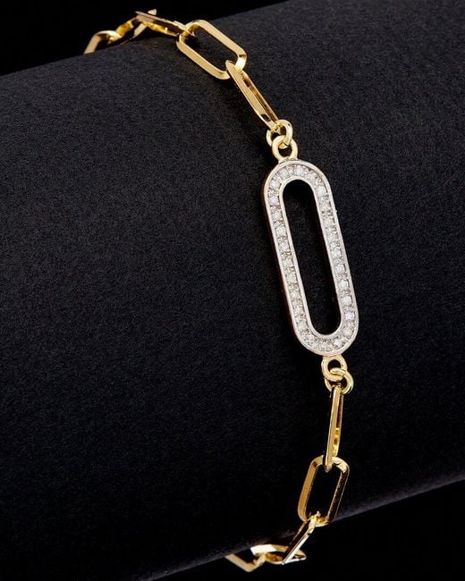 Meshmerise Black 18k Over Silver 0.20 Ct. Tw. Diamond Paperclip Rectangle Bracelet