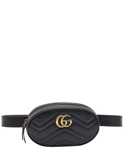 Gucci Black GG Marmont Leather Belt Bag