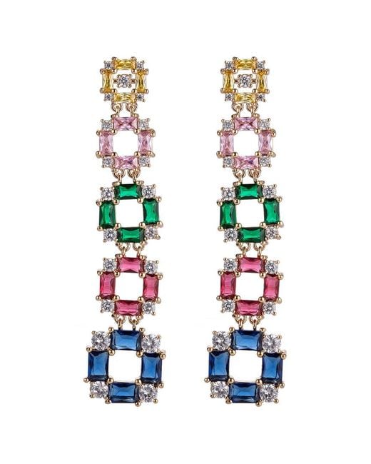 Eye Candy LA White Cz Multicolored Cube Drop Statement Earring