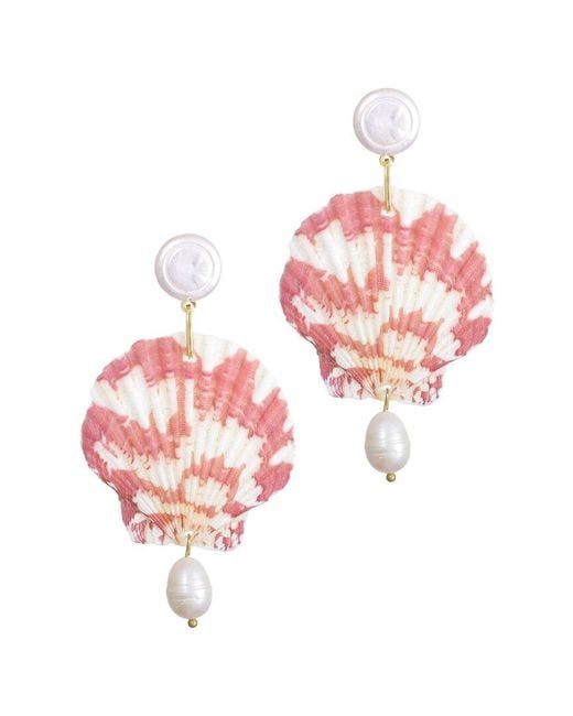 Adornia Pink 14K Plated Shell 3-Drop Earrings