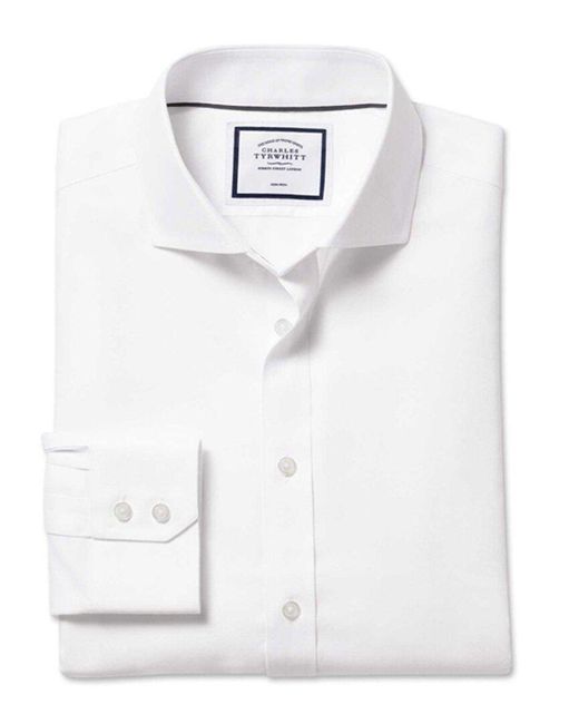 Charles Tyrwhitt White Non-iron Ludgate Weave Cutaway Classic Fit Shirt for men