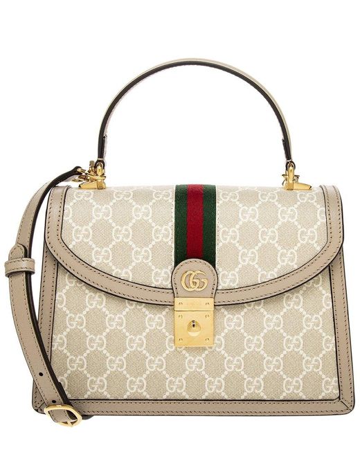 Gucci Natural Ophidia GG Small Canvas & Leather Bag