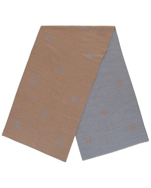 Givenchy Brown Jacquard Check Wool & Silk-blend Scarf for men