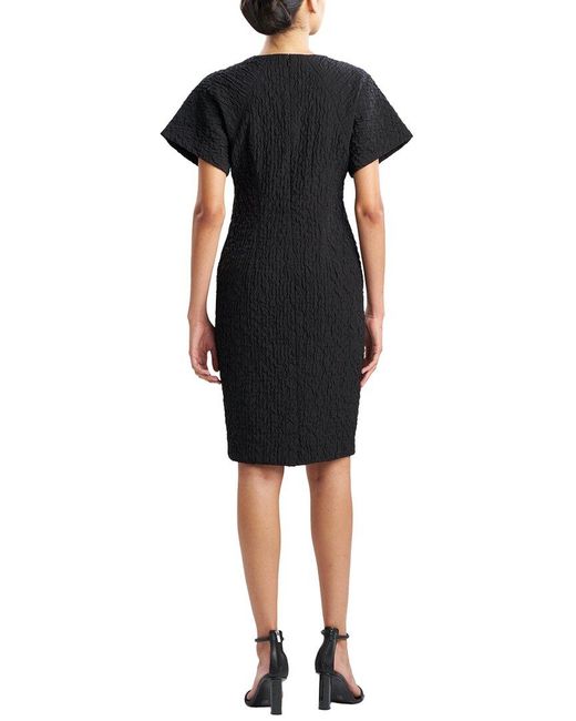 Natori Black Crinkle Dolman Sleeve Dress