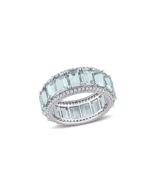 Rina Limor White 14k 10.00 Ct. Tw. Diamond & Aquamarine Eternity Ring