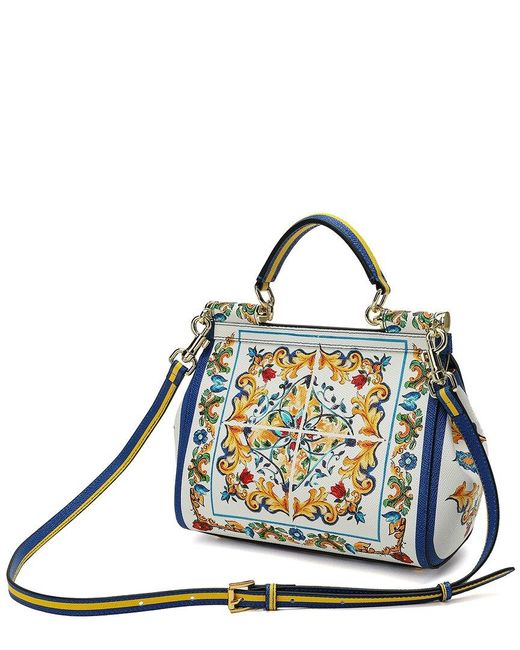 Tiffany & Fred Paris Blue Saffiano Painted Leather Top Handle Bag