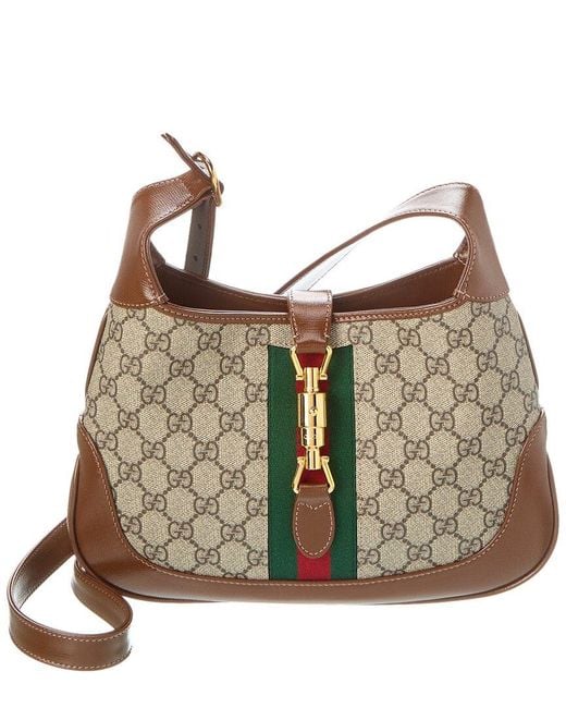 Gucci Brown Jackie 1961 Small Gg Supreme Canvas & Leather Hobo Bag
