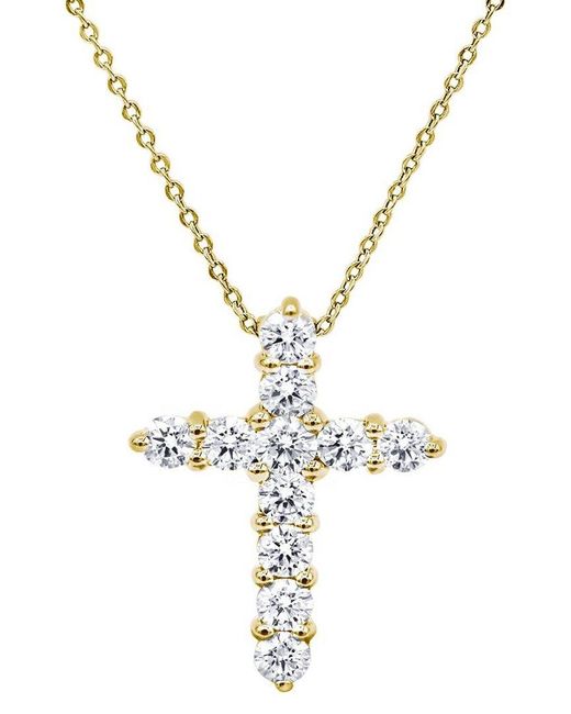 Diana M Metallic Fine Jewelry 18k 1.20 Ct. Tw. Diamond Cross Pendant Necklace