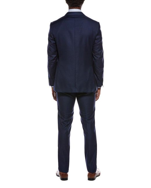 Canali Blue 2Pc Wool Suit With Flat Front Pant for men