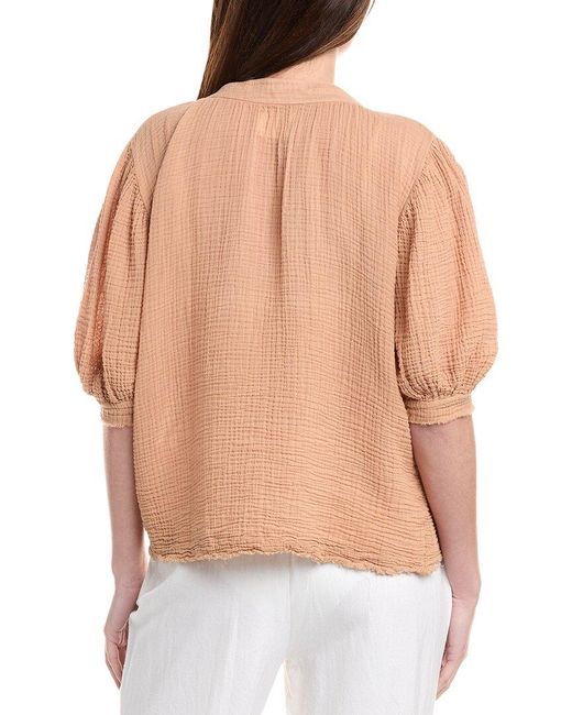 9seed Gray Lightweight Gauze Dashiki Puff Sleeve Top