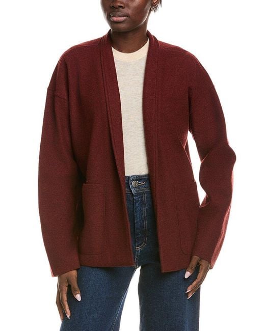 Eileen Fisher Red High Collar Wool Jacket