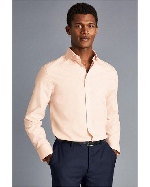 Charles Tyrwhitt Gray Non-iron Poplin Classic Fit Shirt for men