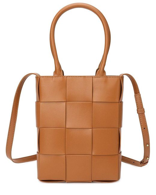 Tiffany & Fred Brown Woven Leather Top Handle Shoulder Bag