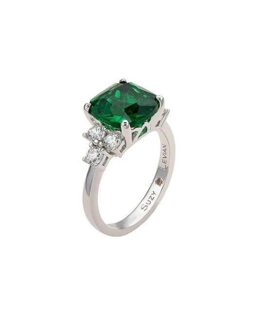 Suzy Levian CZ Jewelry Green Suzy Levian Silver Cz Ring
