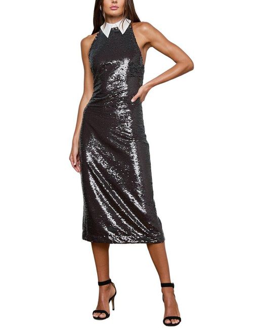 L'Agence Black Lilith Midi Dress