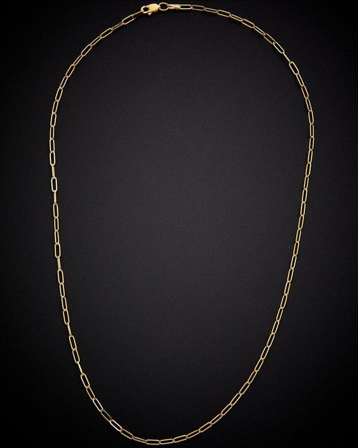 Italian Gold Black 18K 2.1Mm Polished Paperclip Chain Necklace